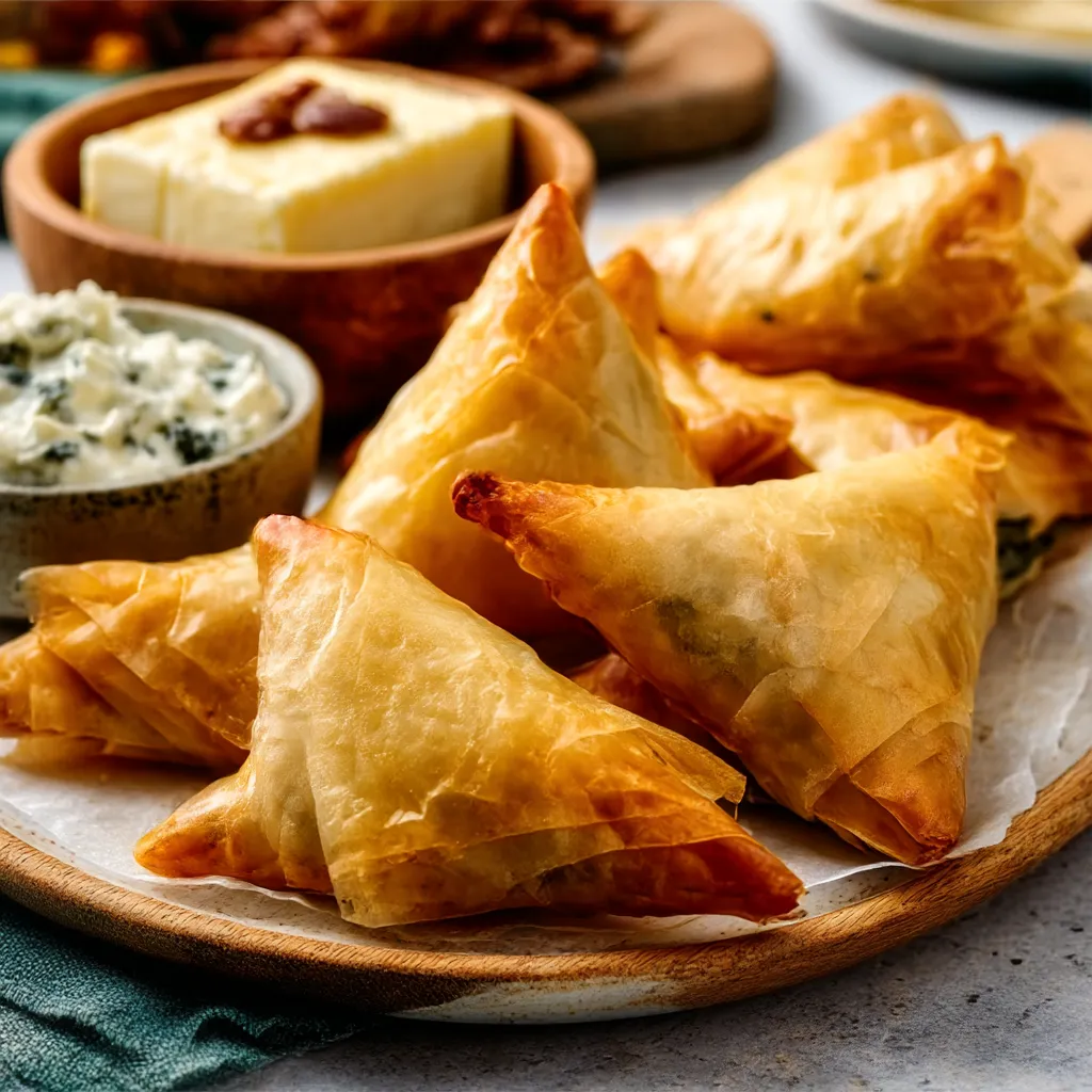 A colorful platter of assorted Party Appetizers including mini quiches, stuffed mushrooms, and vegetable skewers arranged on a marble countertop.