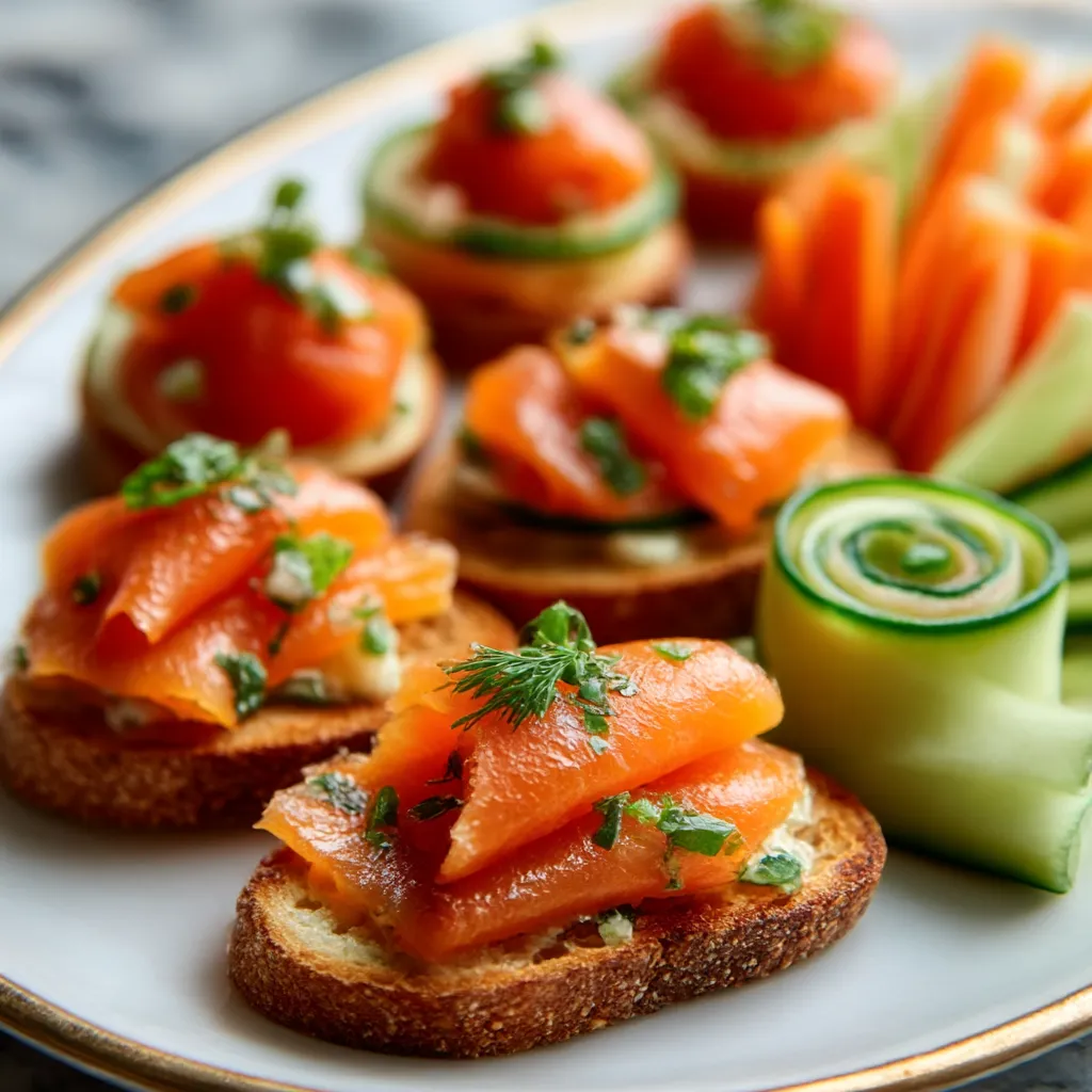 A second image from the article Cold Appetizers For Party displays an elegant platter of chilled canapés and finger foods arranged for serving.