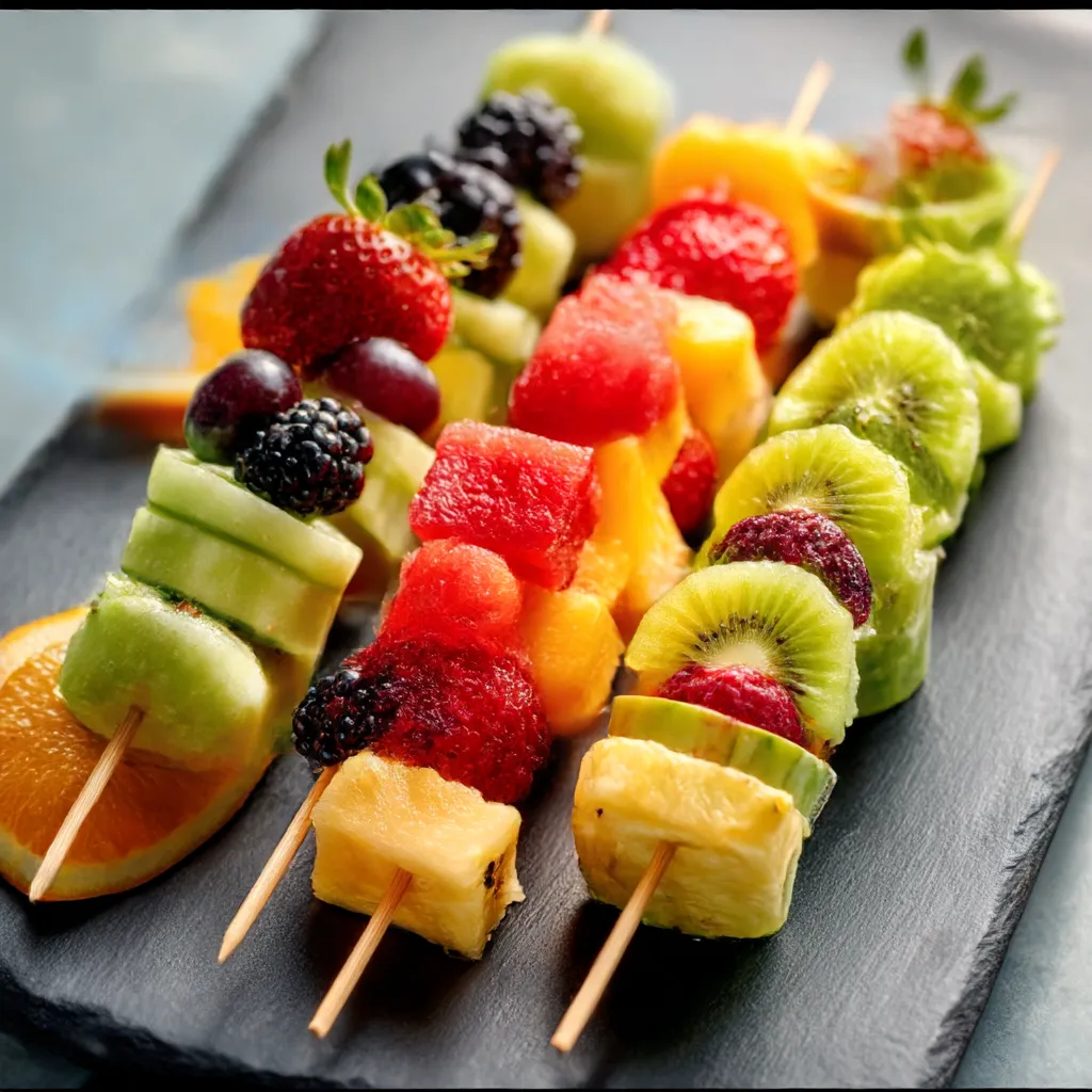 A second image displays colorful and appealing examples of Healthy Kid Friendly Party Food arranged on a table.