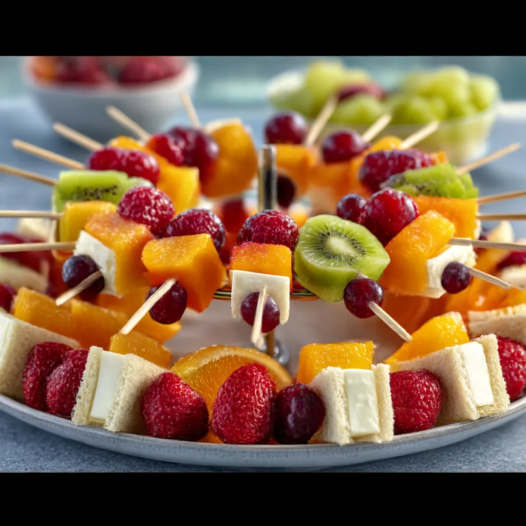 A second image of colorful and fun Kids Party Appetizers arranged on a platter for easy serving.
