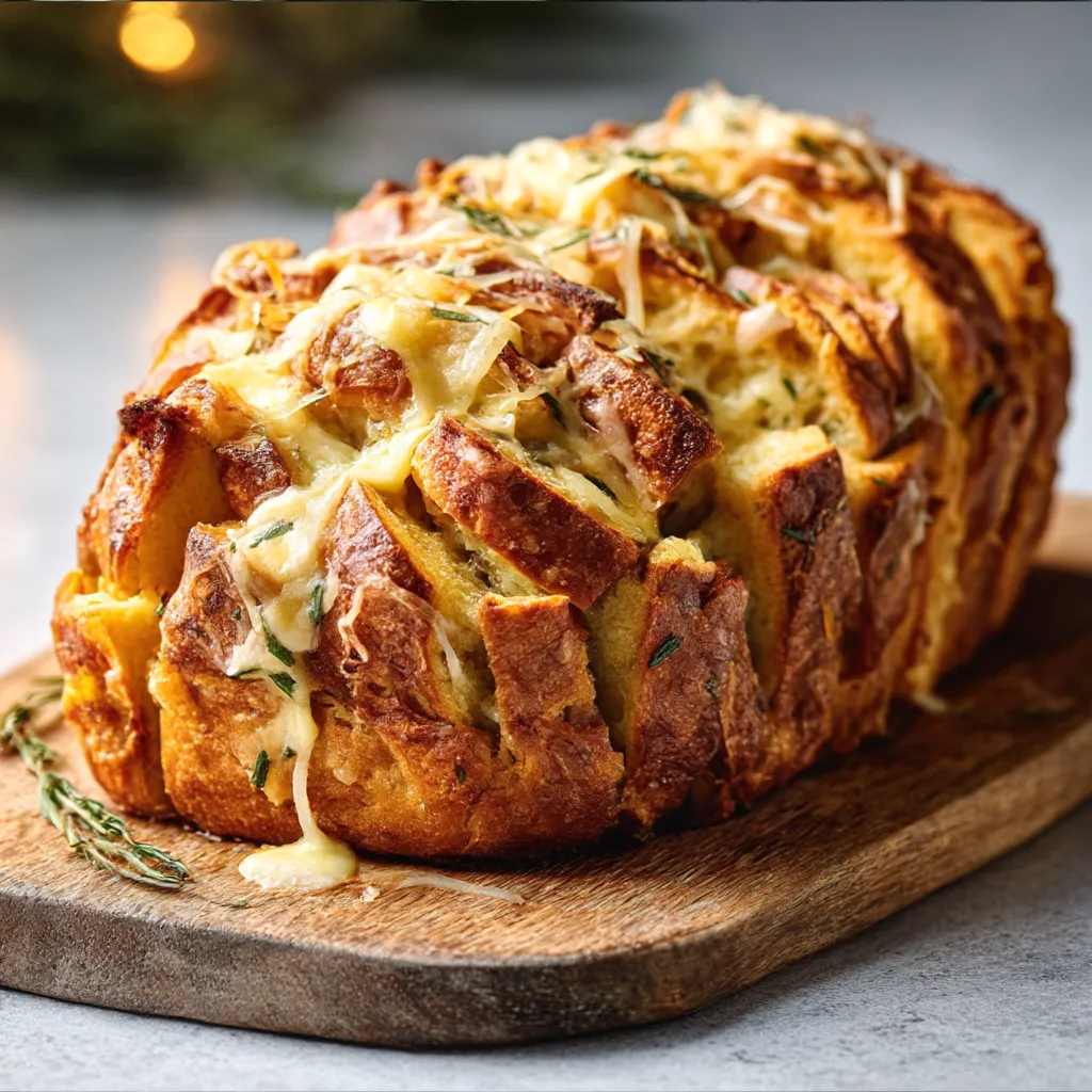A close-up image of delicious party bread appetizers arranged on a serving platter.