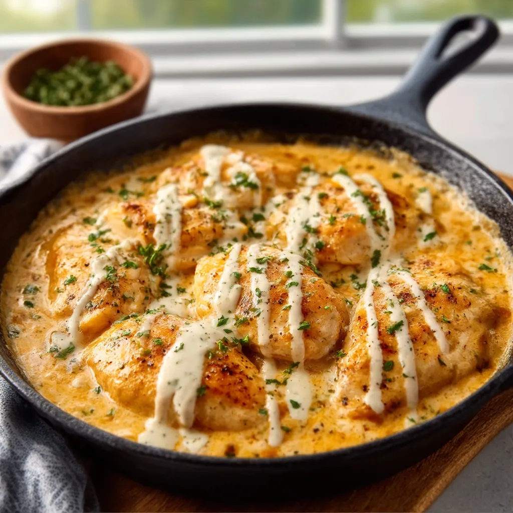 A creamy and spicy Buffalo Chicken Dip served warm in a dish, topped with melted cheese and green onions.