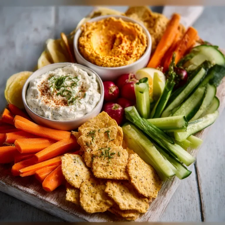 A colorful platter of dairy-free party appetizers including vegetable skewers, stuffed mushrooms, and crispy spring rolls.