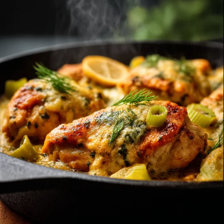 A creamy and spicy Buffalo Chicken Dip served warm in a dish, topped with melted cheese and green onions.