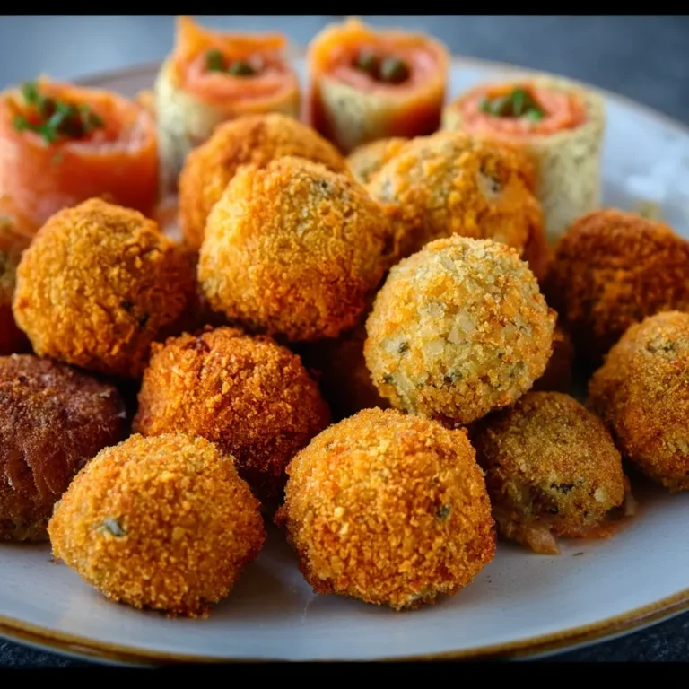 A festive platter of gluten-free New Years Eve appetizers including vegetable spring rolls, stuffed mushrooms, and cheese crisps arranged for a holiday party.