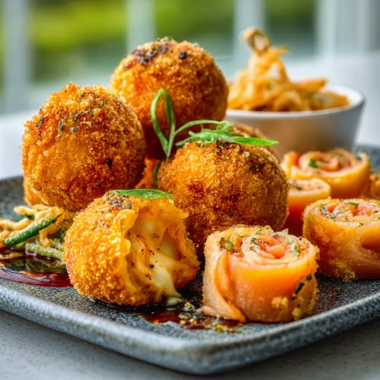A colorful platter of assorted Party Finger Foods including mini quiches, stuffed mushrooms, and vegetable skewers arranged on a wooden board.